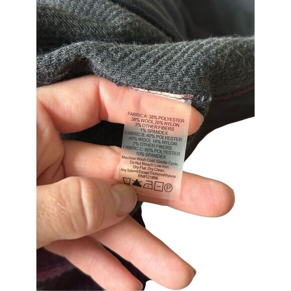 Title Nine Wool Blend Jacket Size M Full Asymmetrical Zip Pockets Sweater Purple - Picture 9 of 9